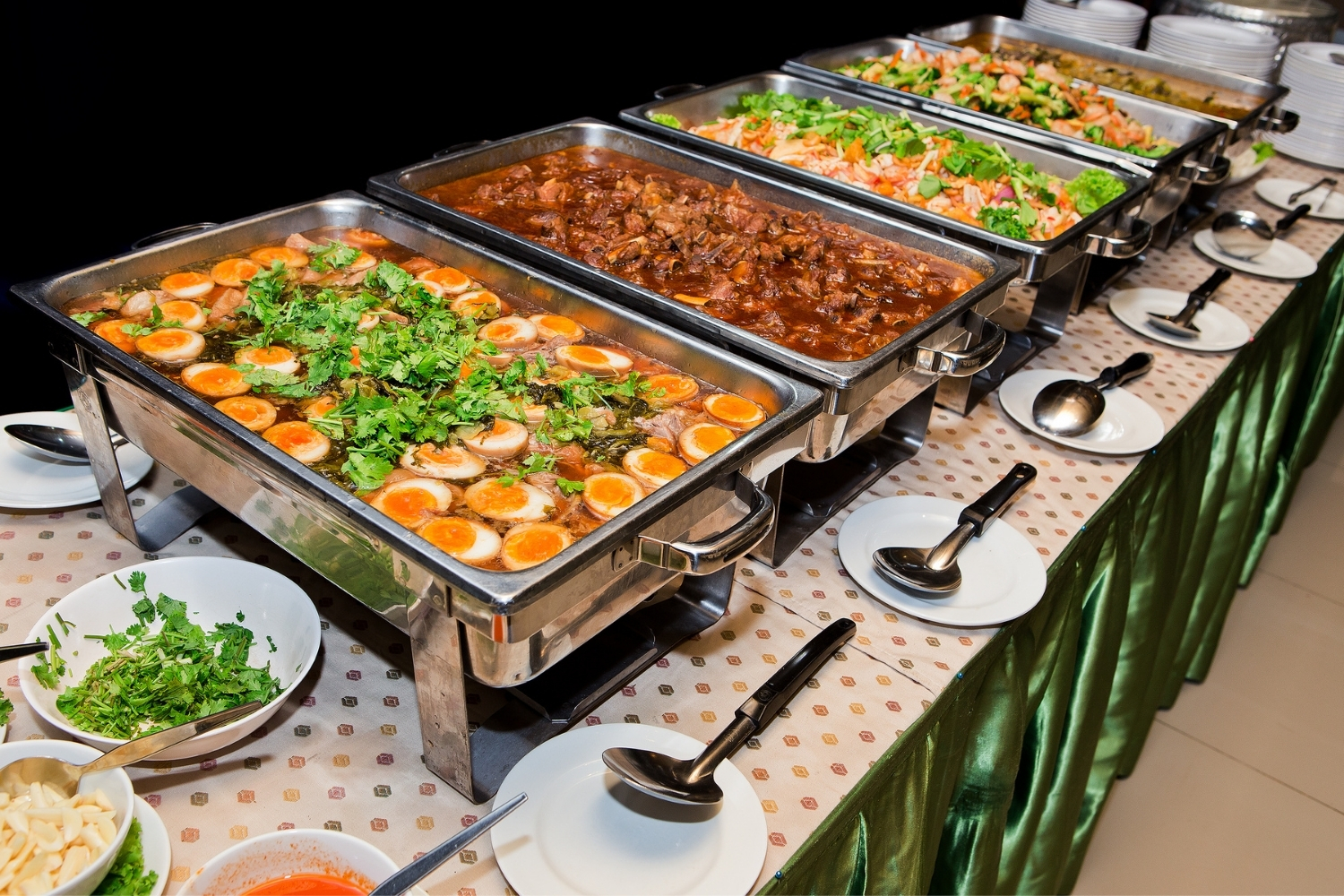 Multiple metal trays filled with diverse Chinese hot dishes at CHINA BUFFET, a Buffet Restaurant in Jacksonville